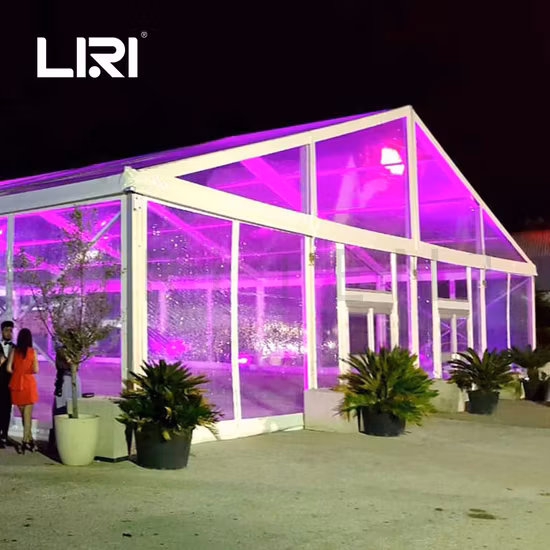 Tenda per eventi per feste di matrimonio con tendone trasparente con struttura in alluminio 20X30 con pareti laterali in vetro